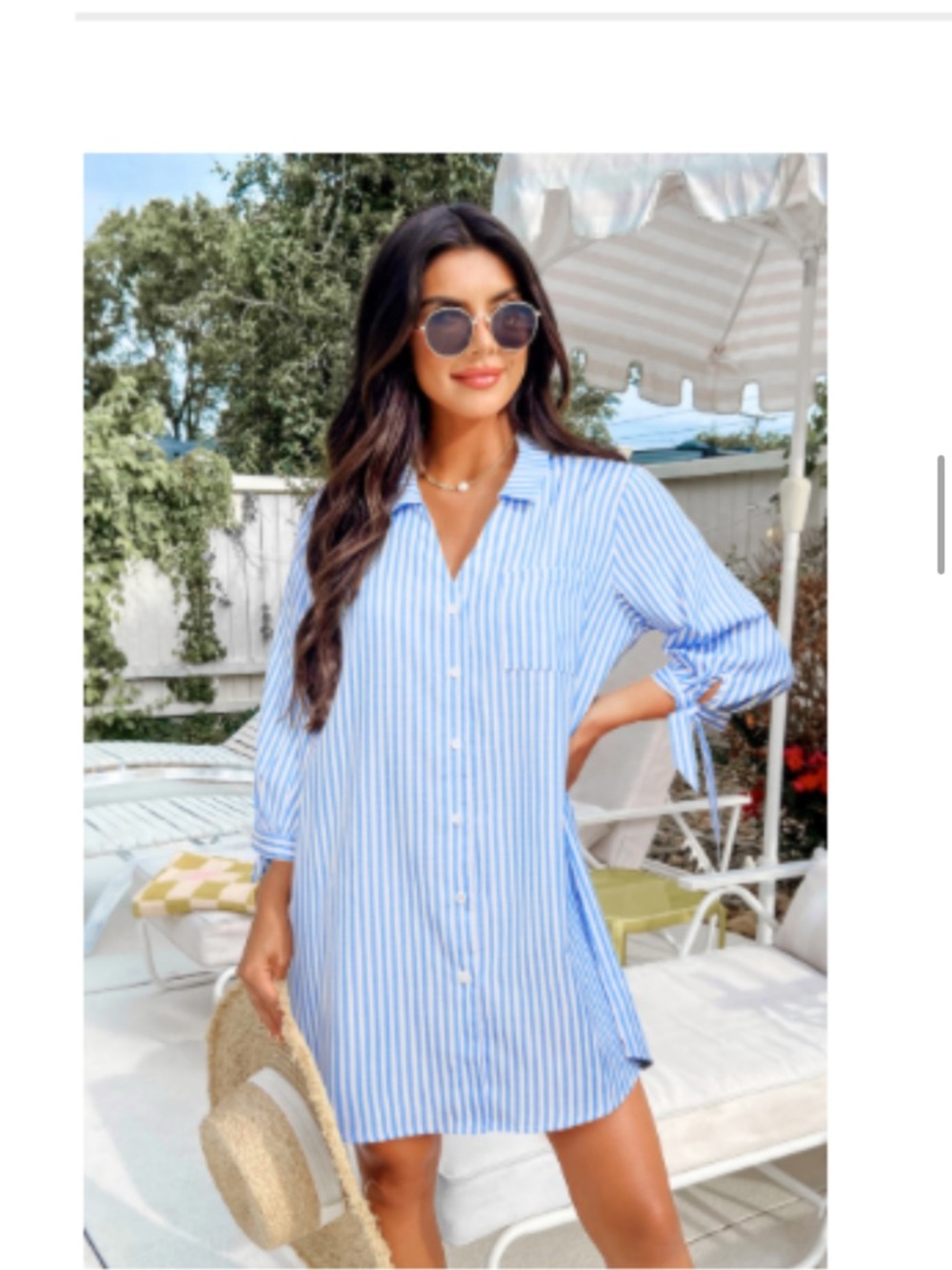 Blue & White Striped Button-Down Shirt Dress